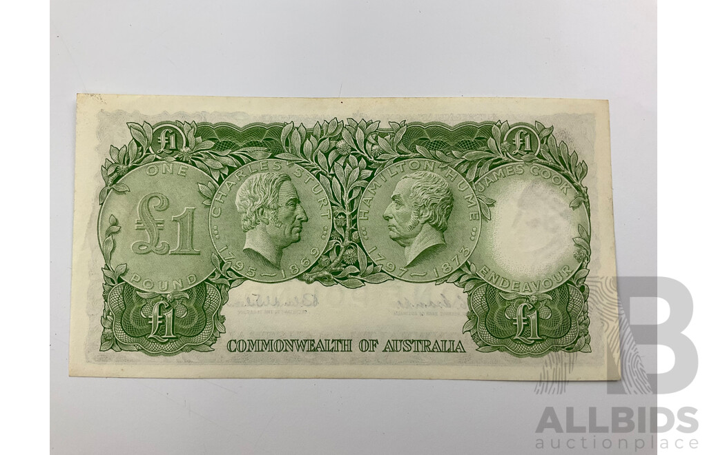 Australian 1961 R34b 1 Pound Note Coombs Wilson HI76 718827