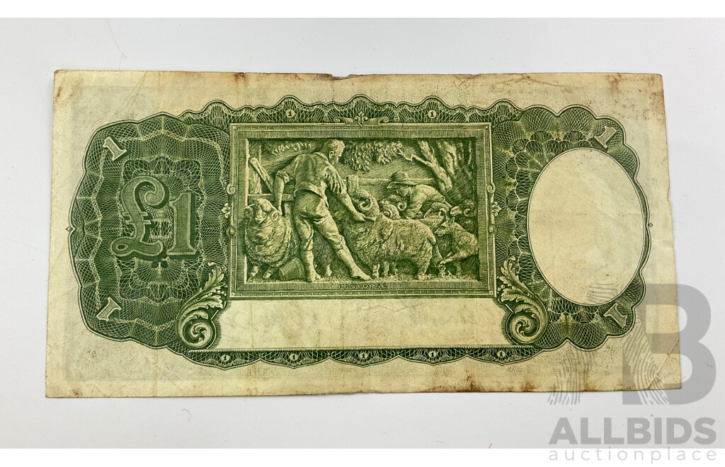 Australian 1949 R31 One Pound Note Coombs Watt