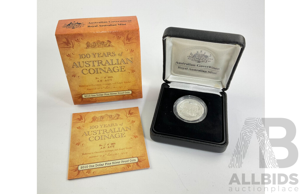 Australian 2010 ‘100 Years Australian Coinage $1 Fine Silver Proof Coin