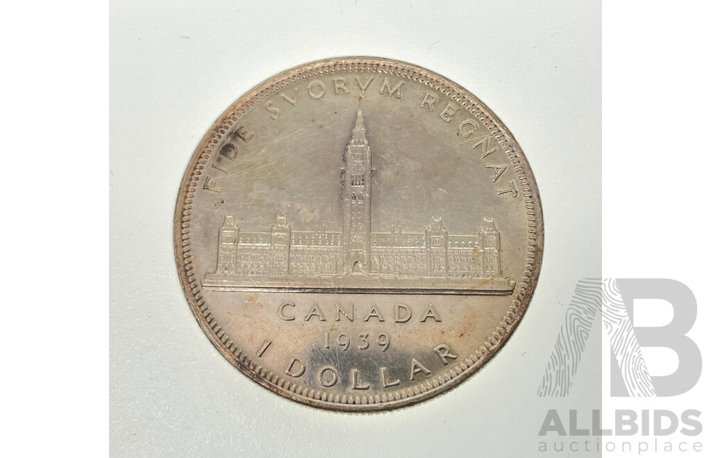 Canadian 1939 Royal Visit $1 23g Silver Coin