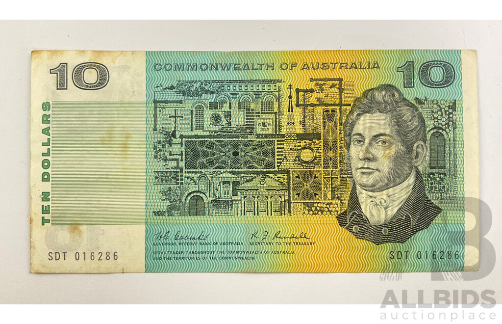 Australian 1967 Combs Randall $10 Note