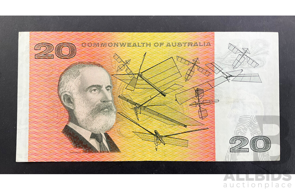Australian 1972 Phillips Wheeler $20 A/UNC Note XFK 080533 R405
