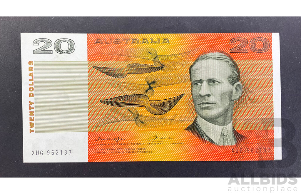 Australian 1976 Knight Wheeler $20 UNC Note XUG 962137 R406b