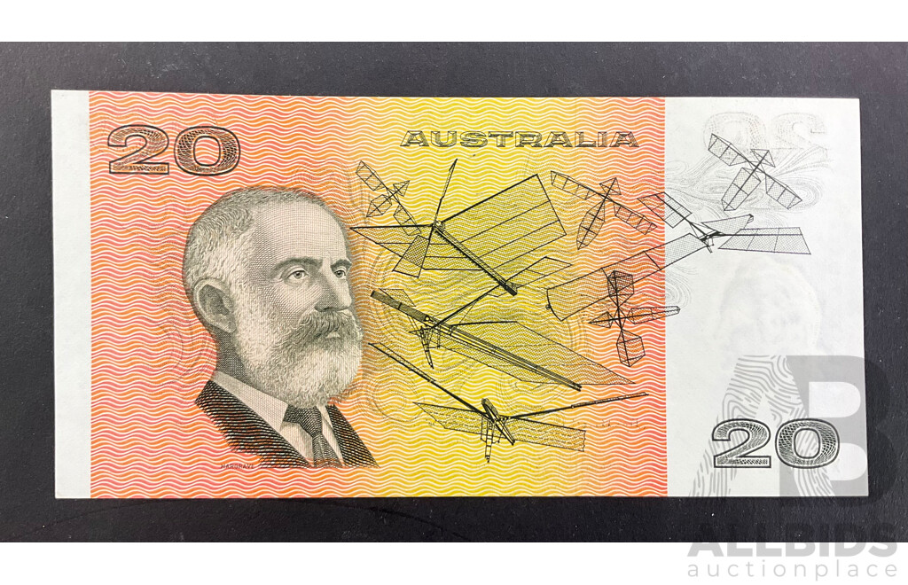 Australian 1976 Knight Wheeler $20 UNC Note XUG 962137 R406b