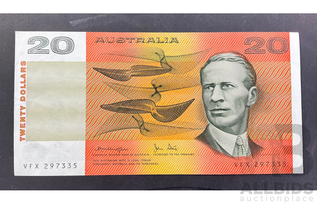 Australian 1979 Knirght Stone $20 A/UNC Note VFX 297335 R407b