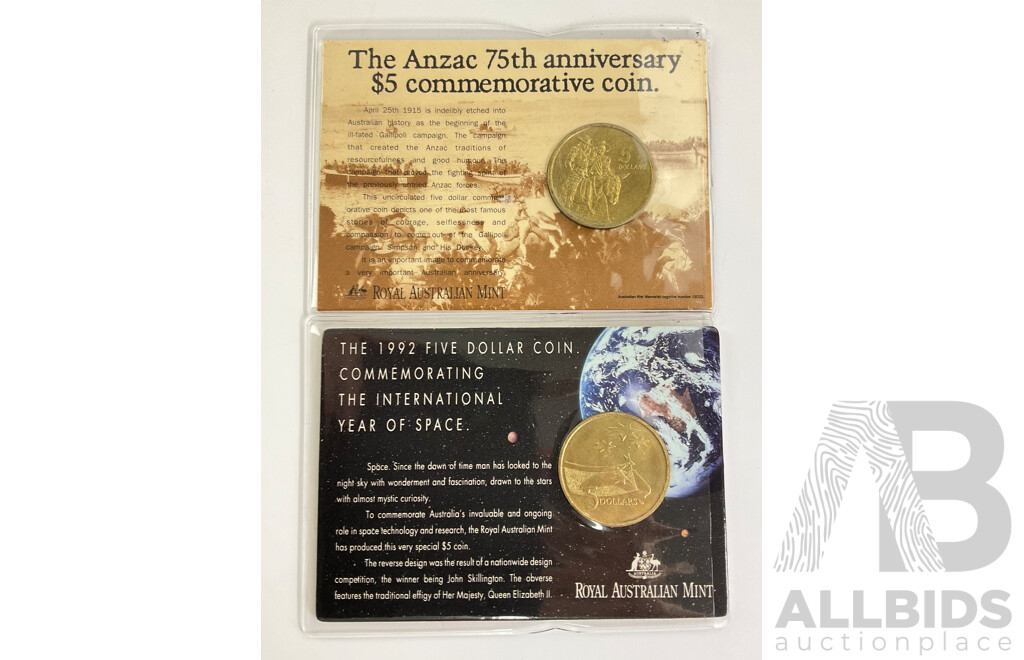 Australian 1990, 1992 $5 Coins