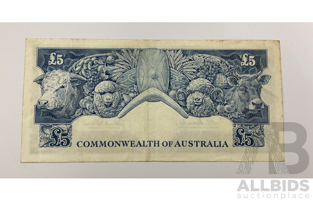 Australian 1960 Coombs Wilson Five Pound Note.