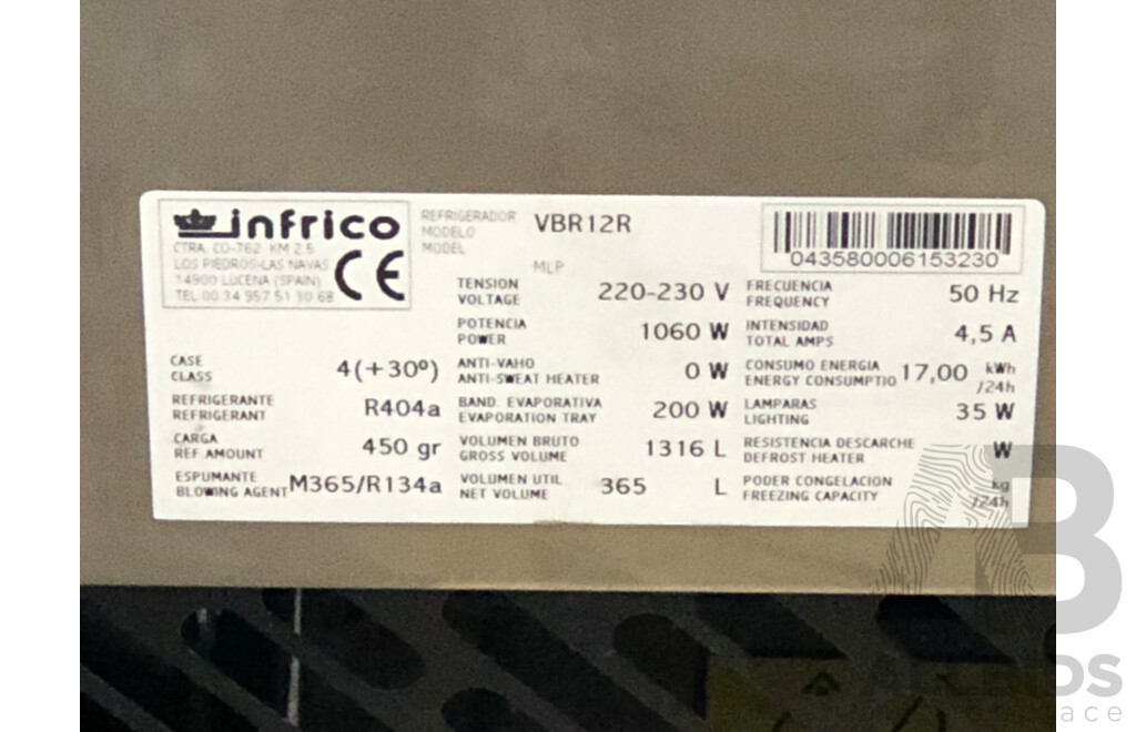 Infrico 365 Litre Refrigerated Pastry Display Case