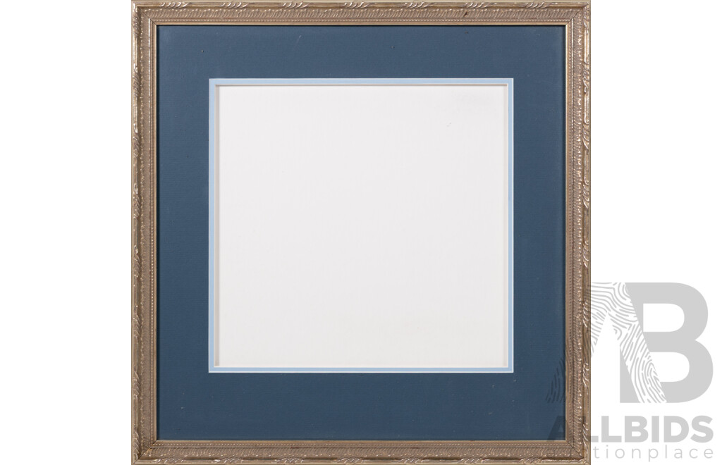 Pair of Lovely Gilt Wood and Ornate Glass Frames with Mat Boards, 54 x 44 & 46 x 46 cm (frames) (2)