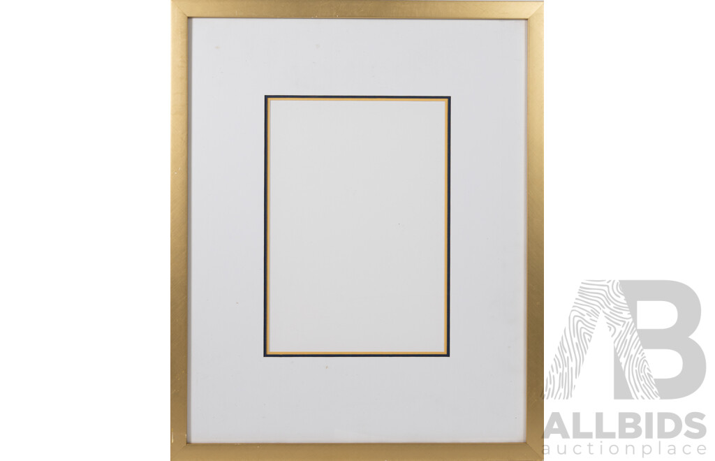 Pair of Lovely Gilt Wood and Ornate Glass Frames with Mat Boards, 54 x 44 & 46 x 46 cm (frames) (2)
