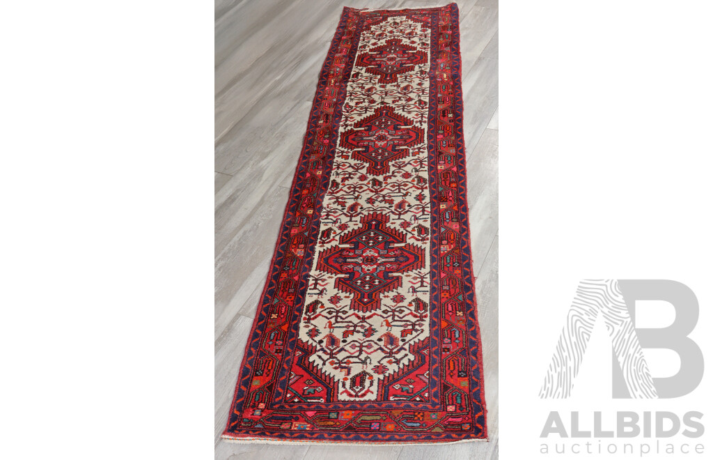 Vintage Hand Knotted Persian Thick Wool Hallway Runner