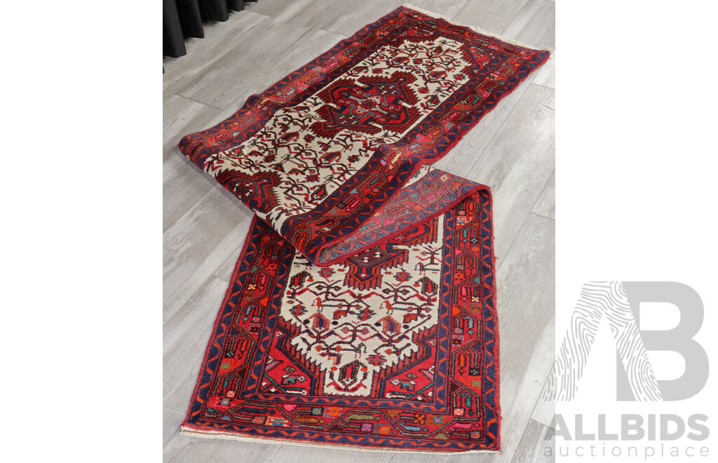 Vintage Hand Knotted Persian Thick Wool Hallway Runner