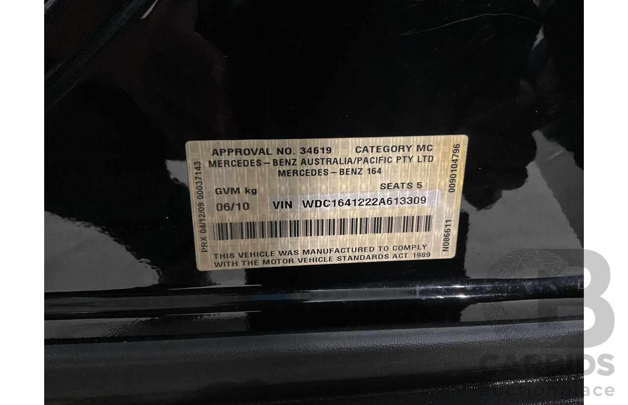 6/2010 Mercedes-Benz ML 350 CDI Sports (4x4) W164 09 Upgrade 4d Wagon Baltic Black Turbo Diesel V6 3.0L