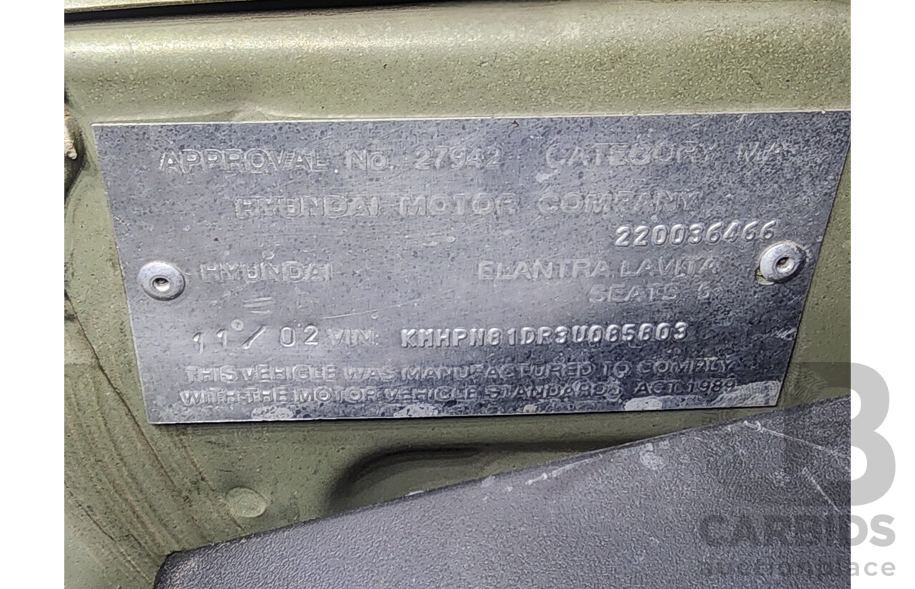 11/2002 Hyundai Elantra Lavita GLS FC 5d Hatchback Fawn 1.8L