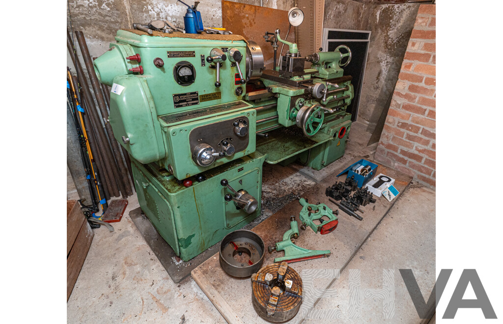 1960 Circa Stanko 1A616 Lathe with Accessories & Steel Tool Cabinet