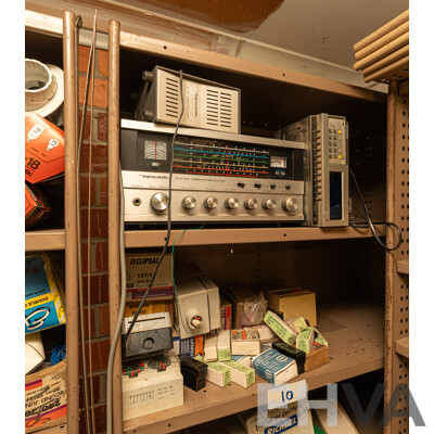 2 Bay of Metal Shelving with Various Hardware ETC
