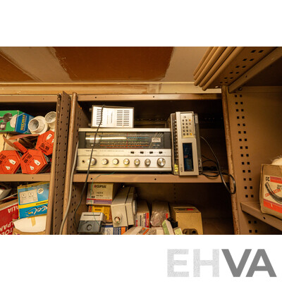 2 Bay of Metal Shelving with Various Hardware ETC