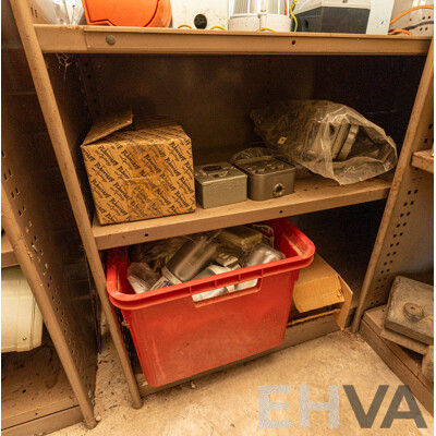 2 Bay of Metal Shelving with Various Hardware ETC