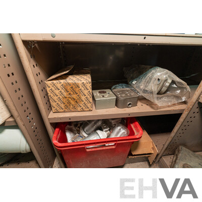 2 Bay of Metal Shelving with Various Hardware ETC