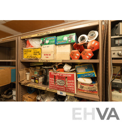 2 Bay of Metal Shelving with Various Hardware ETC