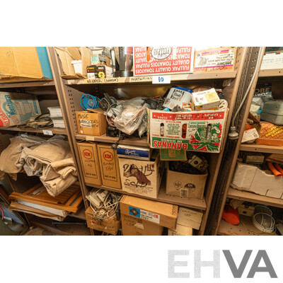 2 Bay of Metal Shelving with Various Hardware ETC