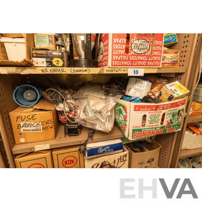 2 Bay of Metal Shelving with Various Hardware ETC