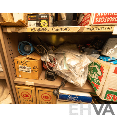 2 Bay of Metal Shelving with Various Hardware ETC