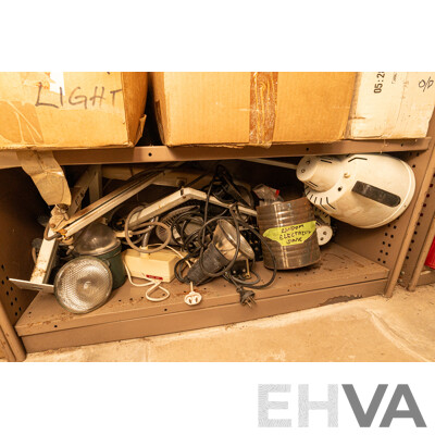 2 Bay of Metal Shelving with Various Hardware ETC