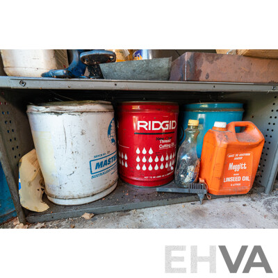2 Bays of Metal Shelving with Various Tools & Hardware
