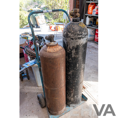 Oxy Acetylene Trolley with Gas Bottles & Miscellaneous Welding Accessories ETC