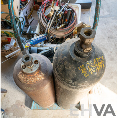 Oxy Acetylene Trolley with Gas Bottles & Miscellaneous Welding Accessories ETC