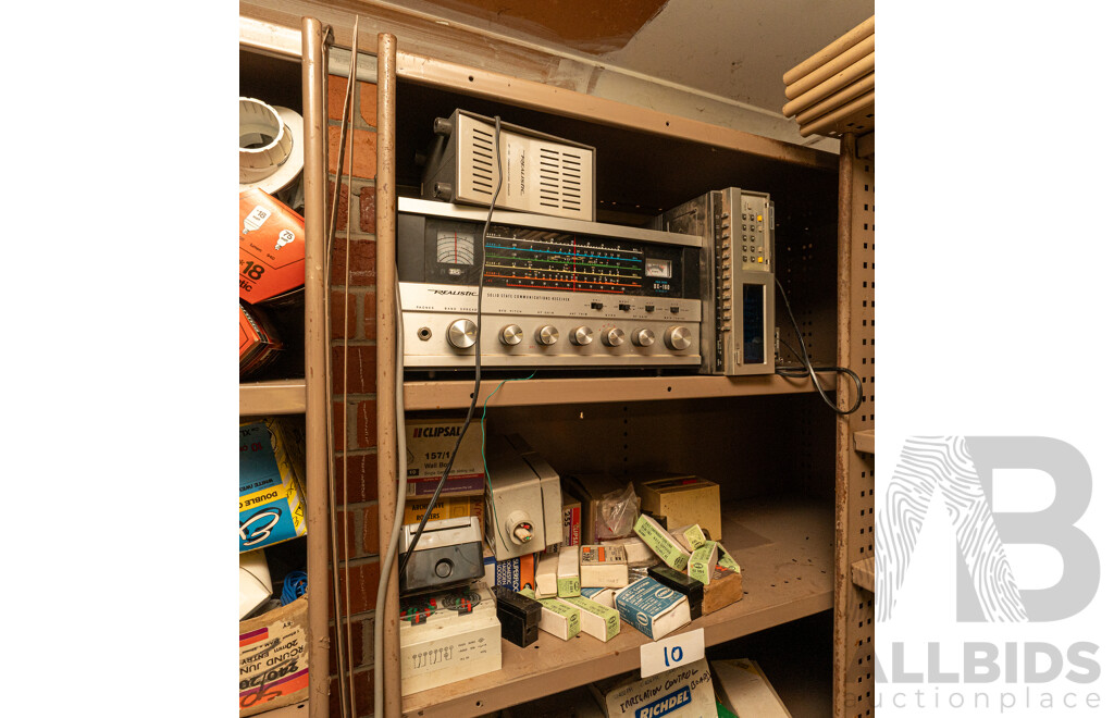 2 Bay of Metal Shelving with Various Hardware ETC