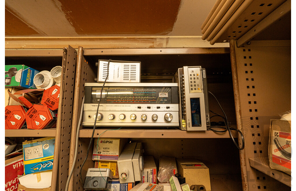 2 Bay of Metal Shelving with Various Hardware ETC