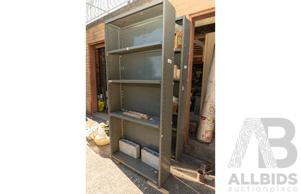 Job Lot Quantity of 2 Bays of Metal Shelving with Various Ceramics & Pottery Tools & Miscellaneous Service Manuals ETC