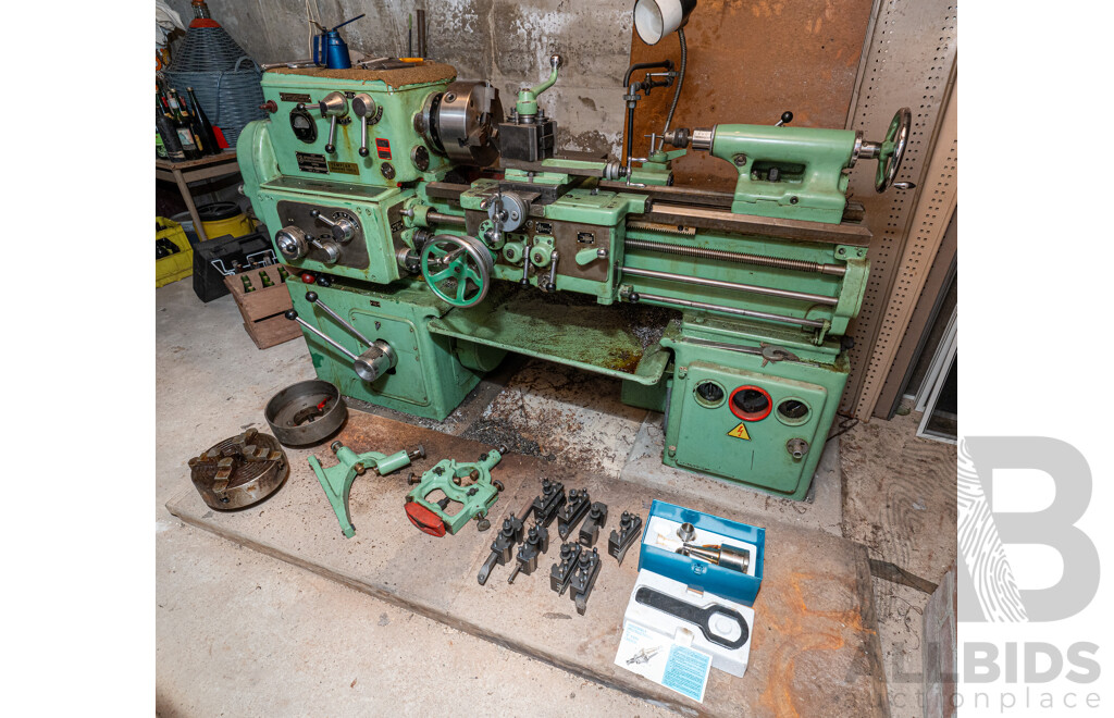 1960 Circa Stanko 1A616 Lathe with Accessories & Steel Tool Cabinet