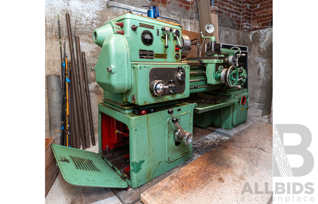 1960 Circa Stanko 1A616 Lathe with Accessories & Steel Tool Cabinet
