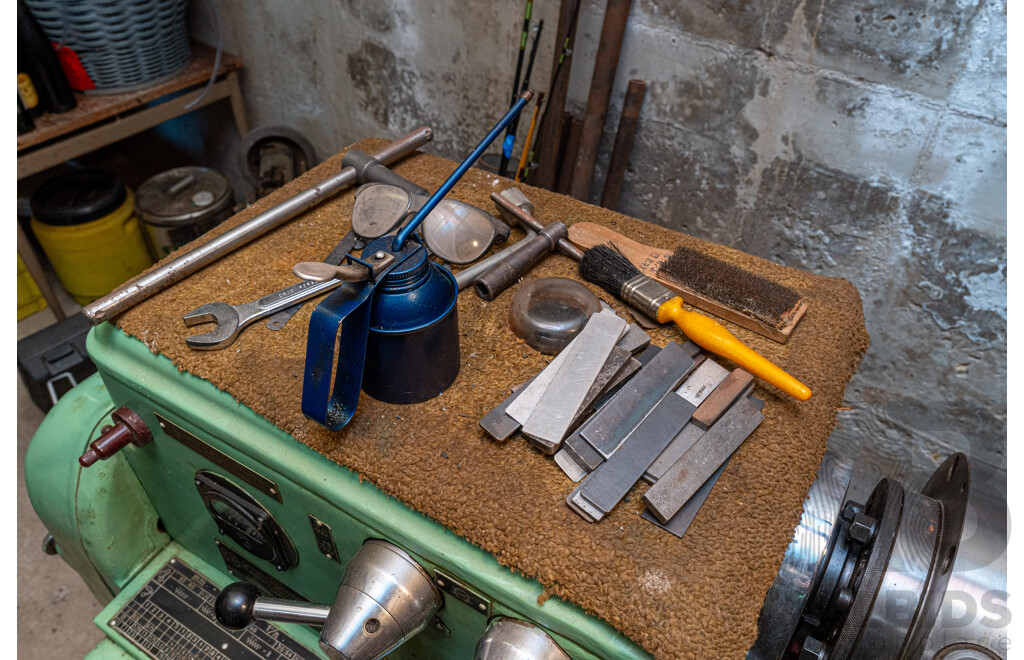 1960 Circa Stanko 1A616 Lathe with Accessories & Steel Tool Cabinet