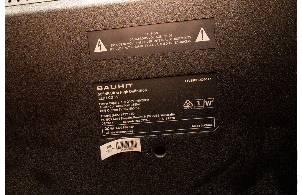 Job Lot Bauhn 58" 4K Ultra HD LED LCD TV with TV Unit ETC
