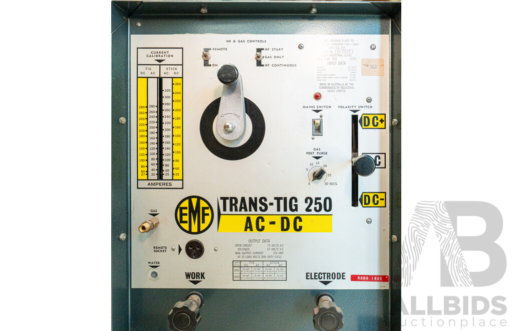 EMF Trans-Tig 250 Electrode Welder ADCD Welding Plant ETC