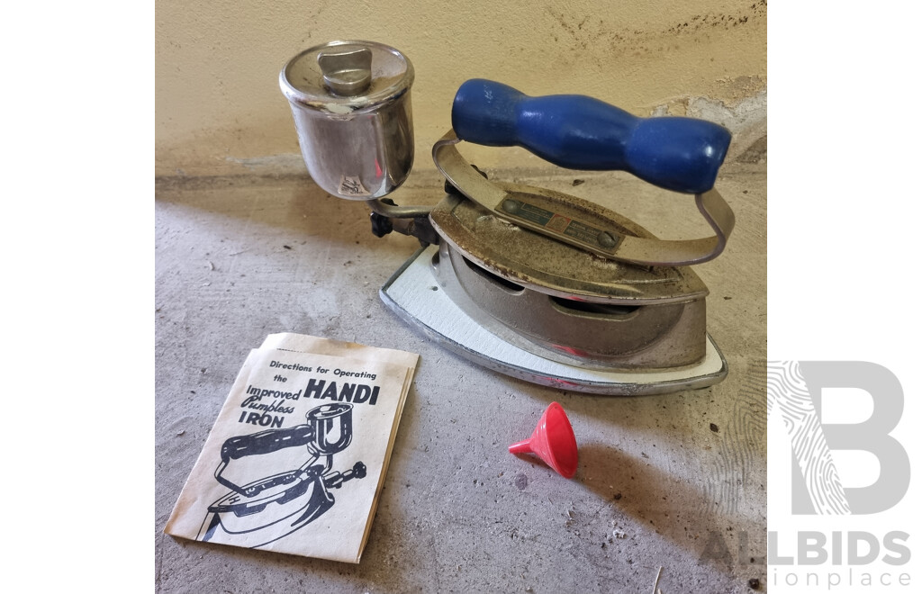 Vintage All Brittish Design, Handi Pumpless Self Heating Petrol Iron