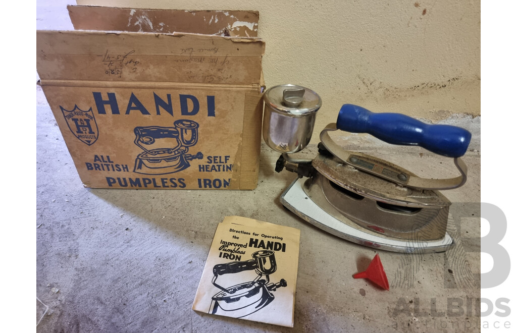 Vintage All Brittish Design, Handi Pumpless Self Heating Petrol Iron