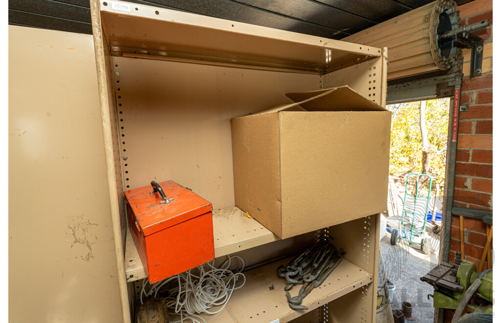 4 Bay of Metal Shelving with Various Hardware ETC
