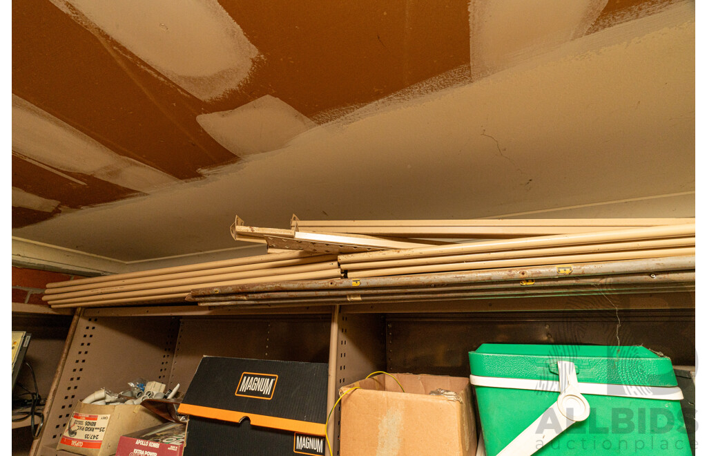 3 Bay of Metal Shelving with Various Hardware ETC