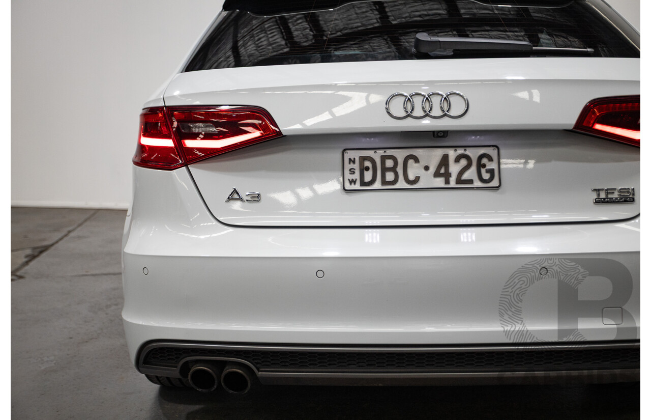05/2015 Audi A3 Sportback S-line 1.8 TFSI Quattro (AWD) AMBITION 8V MY16 5D Hatchback Glacier White Turbo 1.8L
