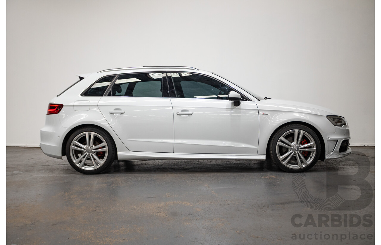 05/2015 Audi A3 Sportback S-line 1.8 TFSI Quattro (AWD) AMBITION 8V MY16 5D Hatchback Glacier White Turbo 1.8L