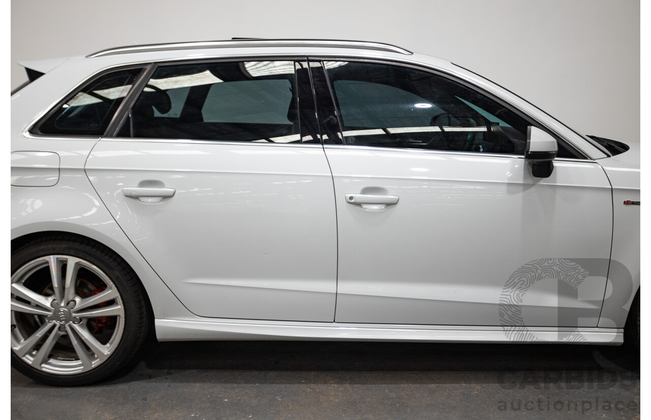 05/2015 Audi A3 Sportback S-line 1.8 TFSI Quattro (AWD) AMBITION 8V MY16 5D Hatchback Glacier White Turbo 1.8L