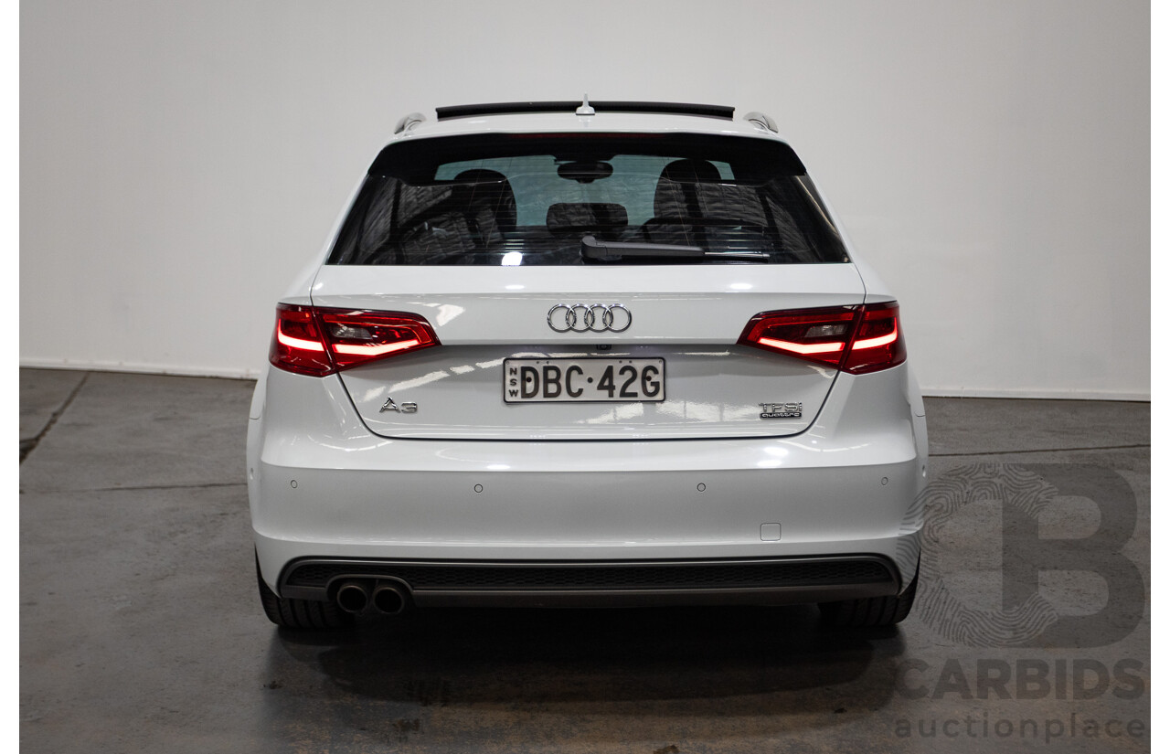 05/2015 Audi A3 Sportback S-line 1.8 TFSI Quattro (AWD) AMBITION 8V MY16 5D Hatchback Glacier White Turbo 1.8L