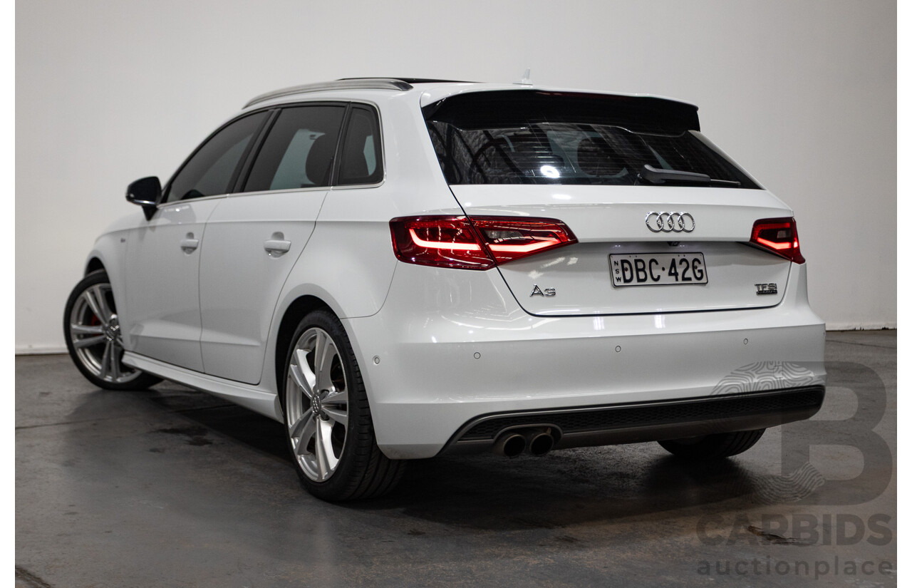 05/2015 Audi A3 Sportback S-line 1.8 TFSI Quattro (AWD) AMBITION 8V MY16 5D Hatchback Glacier White Turbo 1.8L