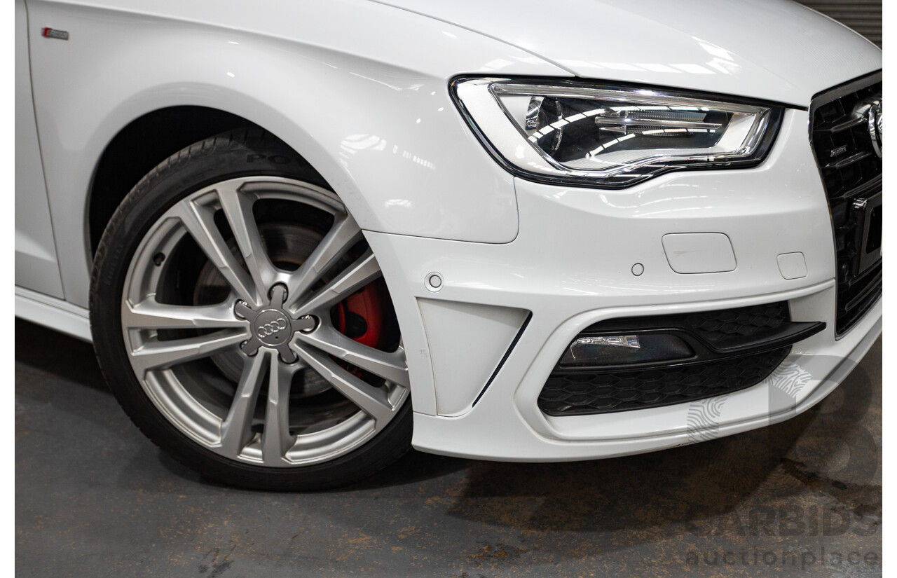 05/2015 Audi A3 Sportback S-line 1.8 TFSI Quattro (AWD) AMBITION 8V MY16 5D Hatchback Glacier White Turbo 1.8L