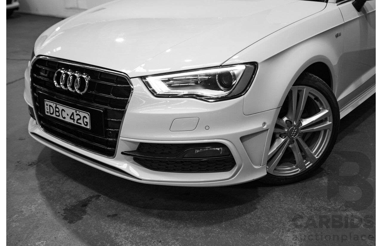 05/2015 Audi A3 Sportback S-line 1.8 TFSI Quattro (AWD) AMBITION 8V MY16 5D Hatchback Glacier White Turbo 1.8L